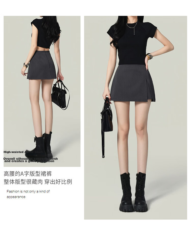 Free Style American A-Line Slit Blazer Skirt for Women 2026 Summer New Retro High Waist Anti-Exposure Bodycon Mini Skirt 3