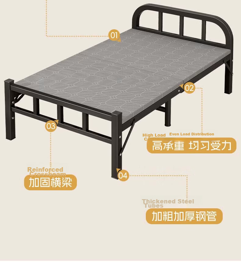 Miaoli Folding Single Nap Bed Office Companion Bed Home No-Assembly Wooden Board Nap Simple Bed 4