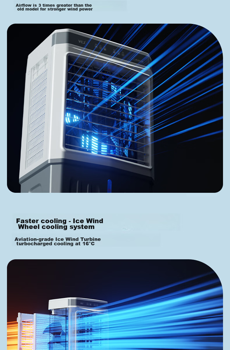 VCJ German Brand Industrial Cooling Fan Air Conditioner Water-Cooled Electric Fan Portable Commercial Home Air Cooler JD-900-A 10