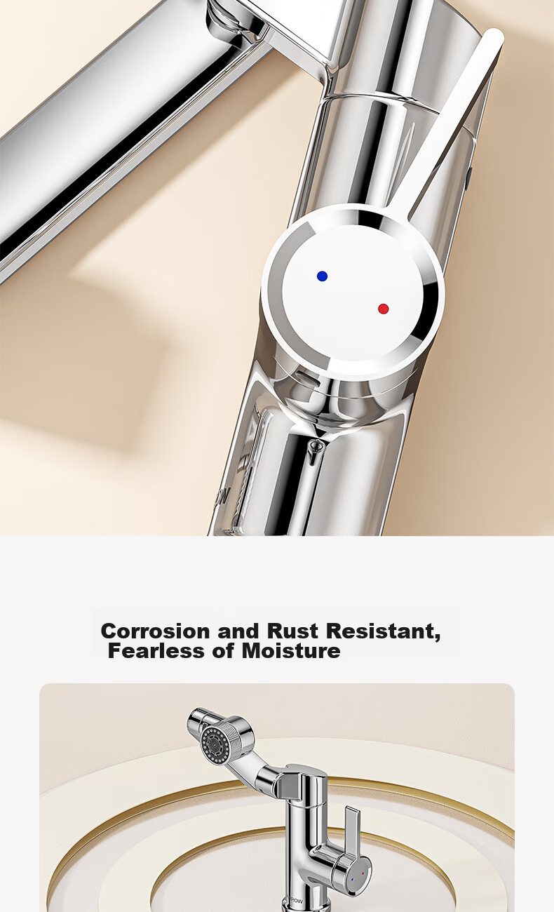ARROW Off-White Basin Faucet Zinc Alloy Swivel Mechanical Arm Bathroom Hot and Cold Washbasin Tap 14