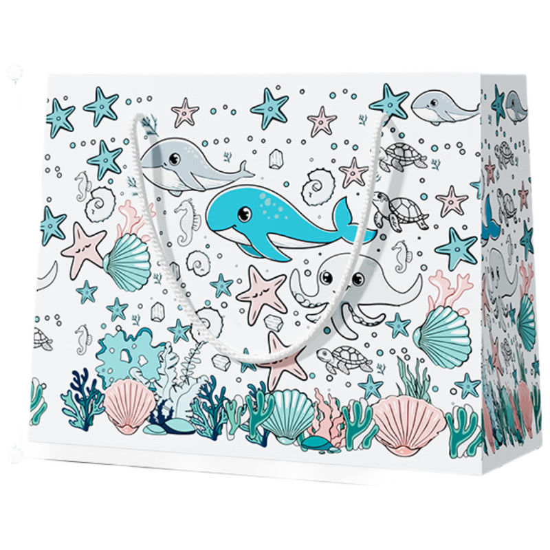 Xinya Large Ocean Eco-Friendly Shopping Tote Bag Gift for Girls Festival Confession Children's Day Storage Bag Set of 5