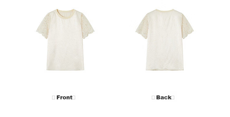 Demana [100 Acetate] Summer Glossy Lace Trim Short Sleeve Ribbed Crew Neck Loose Shirt for Women Premium Feel 12