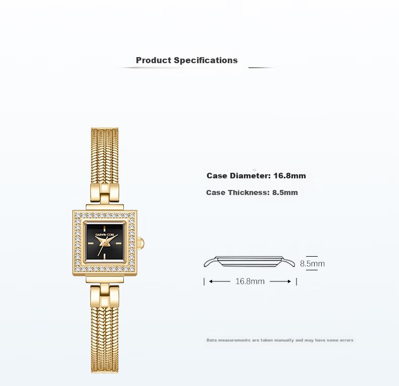Darwin Core Daiwenke Small Gold House Women's Watch Gift Box Small Dial Gold Watch Diamond Inlaid Light Luxury Birthday Gift for Girlfriend 11