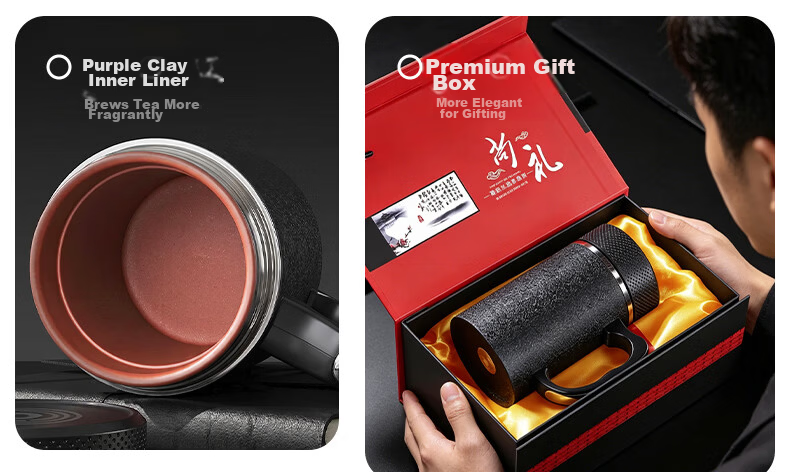 Fanjie Purple Clay Insulated Tea Cup for Men Birthday Gift for Dad Father Teacher Elderly Retired Practical Souvenir 3