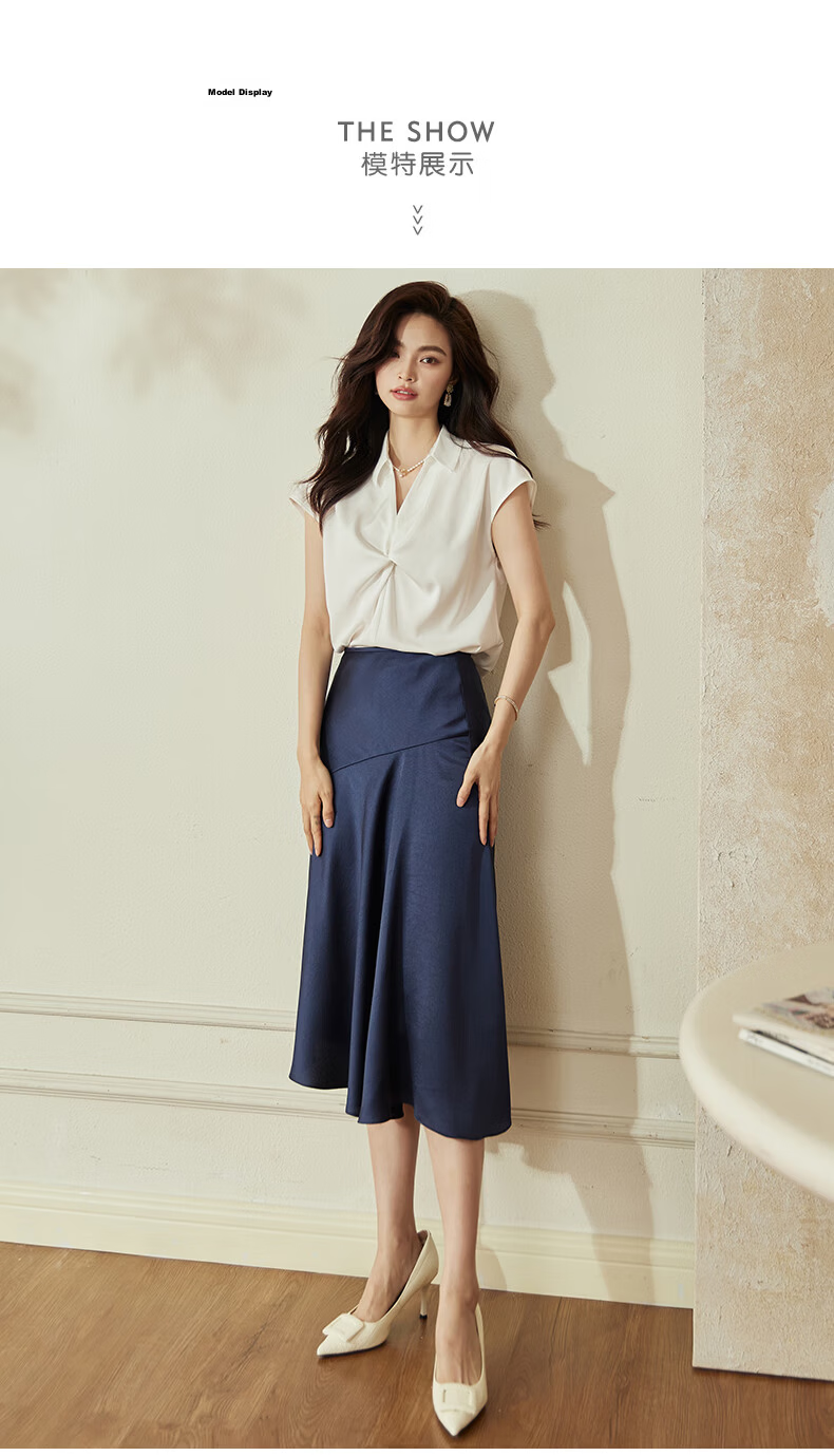 ROEYSHOUSE Women's Intellectual Commuter Short Sleeve Shirt Summer Casual Chic Twist Top 08759 Dark Blue M 2