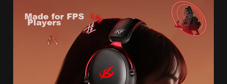 IKF V11 Pro 7.1 Quad-Mode Wireless Gaming Headset Over-Ear 7.1 Surround Sound Bluetooth Wired Esports Delta FPS Valorant Positioning Cranberry Red 35
