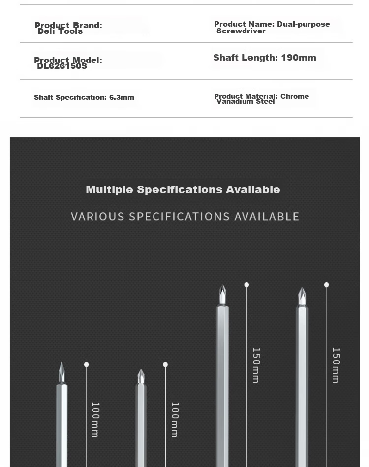 Deli Multi-Function Screwdriver 6/PH2x150mm DL626150S 3