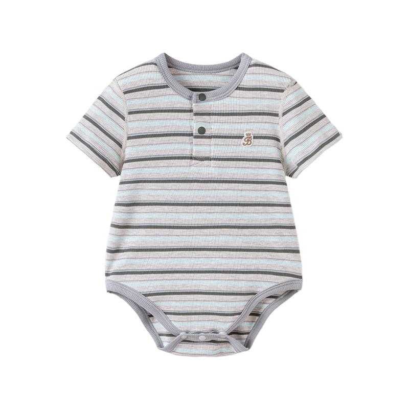 Babylove Baby Short Sleeve Bodysuit Summer Thin Modal Breathable Triangle Romper Striped Casual Summer Outfit