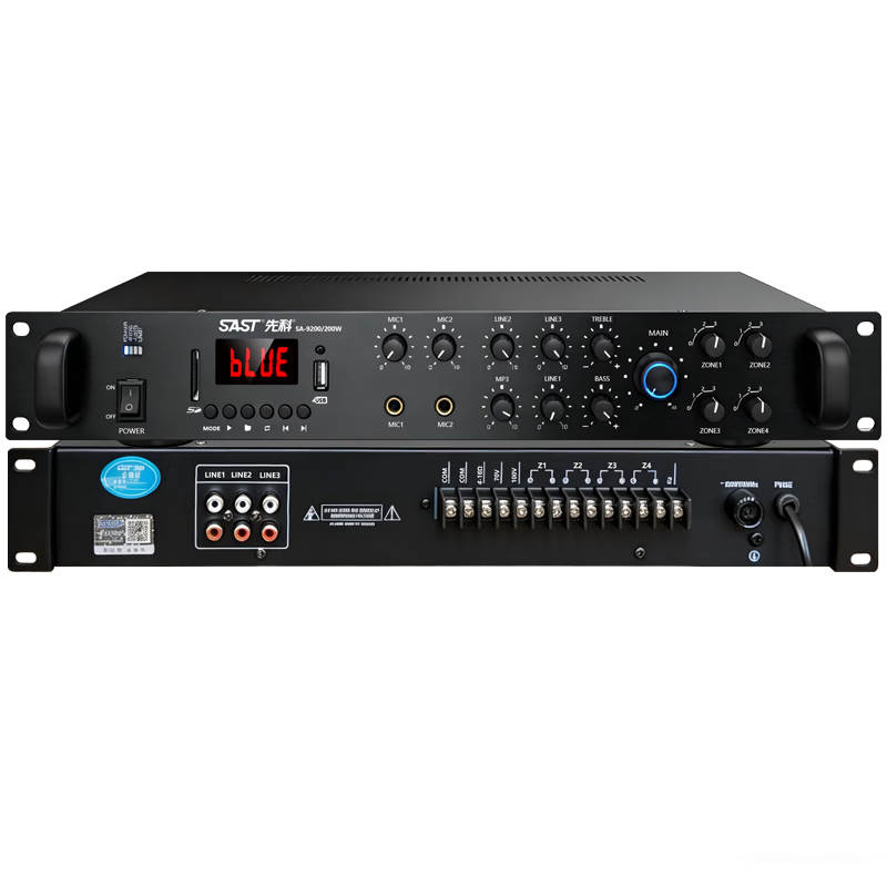SAST 500W High Power Bluetooth Constant Voltage Amplifier Public Broadcasting Amplifier Ceiling Speaker Wall-mounted Speaker Home Theater System Four-Zone Audio Control