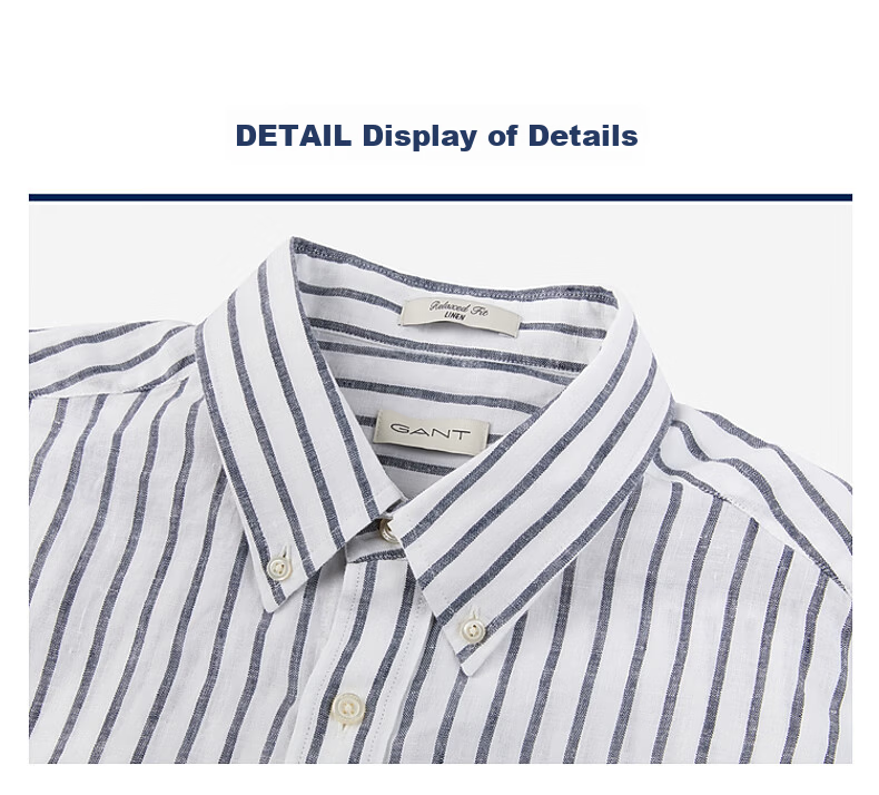 GANT Yuanye Shirt Spring Summer Men's Pure Linen Striped Comfortable Long Sleeve Shirt 276-Coffee Color M 13