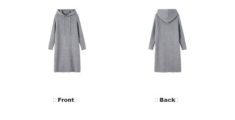 Demana Baby Skin Touch Spring Korean Style Hooded Cable Knit Loose Fit Mid-Length Dress for Women 11