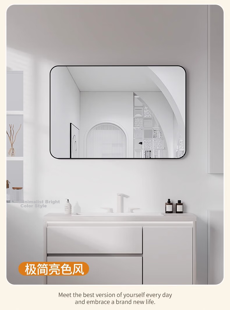 Quanpinwu Wall-Mounted Mirror Sticker Bathroom Mirror No-Drill Toilet Mirror Home Use High-Definition Glass Mirror 40x50cm 10