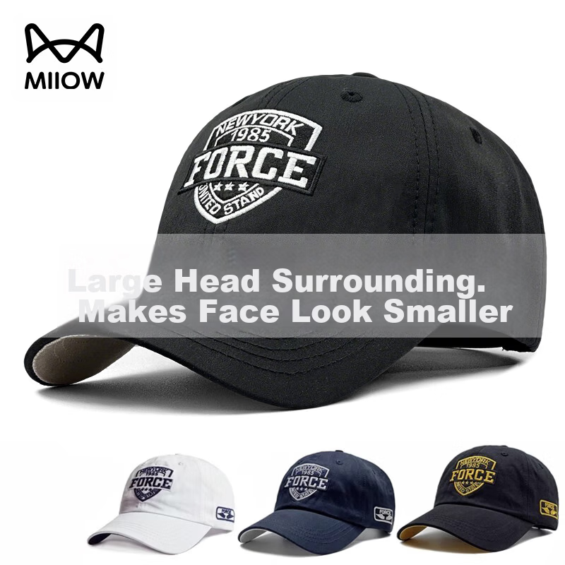 Miiow Men's Large Size Wide Baseball Cap Black Sunshade Hat