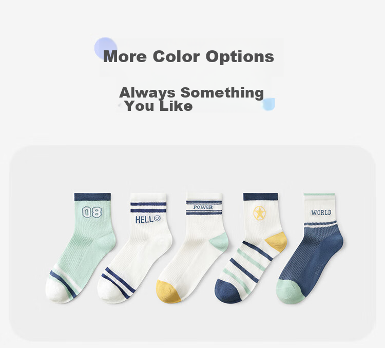Jiusuiban Mesh Boys' Socks Spring Summer 5A Antibacterial Sweat-Wicking Lightweight Mid-Calf Youth School Sports Cotton Socks 10