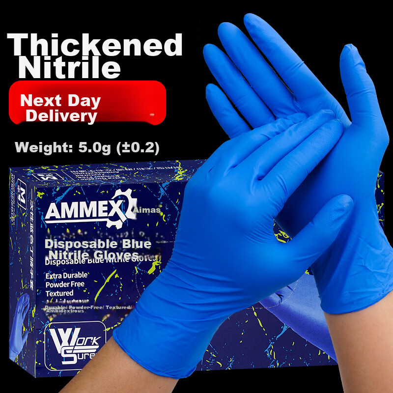 AMMEX Disposable Nitrile Gloves 100pcs Medium Size for Food Service Laboratory Household Cleaning Kitchen Dishwashing Gloves