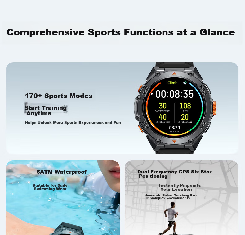 Dickies Sports Smartwatch Heart Rate Blood Oxygen Sleep Monitoring Bluetooth Call Waterproof Multifunction CL-772 Light Brown 2