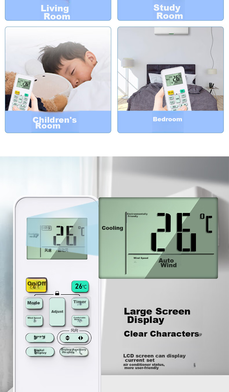 Accoona Universal Remote Control Compatible with Gree Air Conditioners, Suitable for Central Air Conditioning, Ducted Units, Wall-Mounted Units, Floor-Standing Units, Yunjia, Tianli, Q Changjun, Yuyue, Inverter Units, All Models, yapof3/20 8