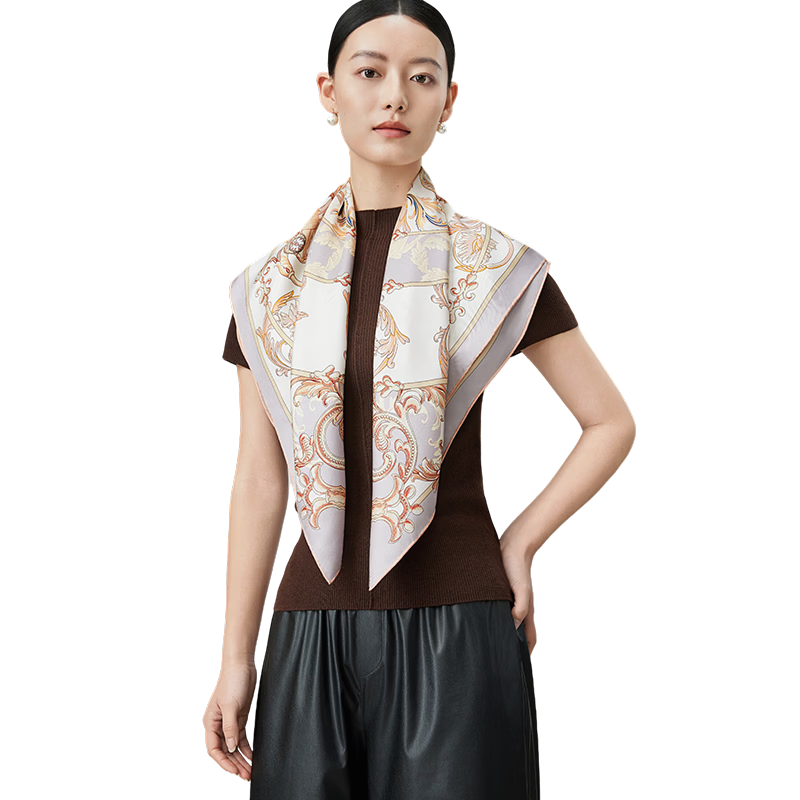Shanghai Story 100% Mulberry Silk Double-Sided Printed Square Scarf Elegant Women's Silk Scarf Gift for Mom and Girlfriend with Gift Box