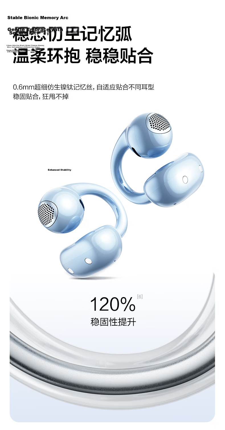 Tangmai Q5 Open-Ear Clip-On Bluetooth Bone Conduction Wireless AI Translation Sports Running Sweatproof Gaming Low Latency Long Battery Life Noise Cancelling Valentine's Day New Year Gift Blue 9