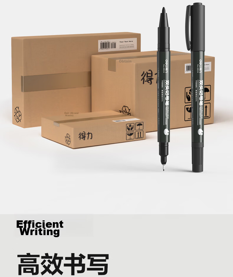 Deli Blue Oil-Based Waterproof Thick-Tip Marker Pen, Logistics Large-Tip Pen, Signature Pen, Marker Pen, Conference Office Supplies, 10 Pcs/box, S550 11