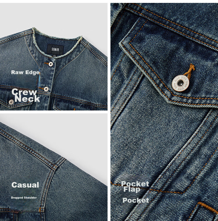 Semir Senrou Women's Oversize Frayed Denim Jacket Spring 2026 Mall Same Style 103126108001 10