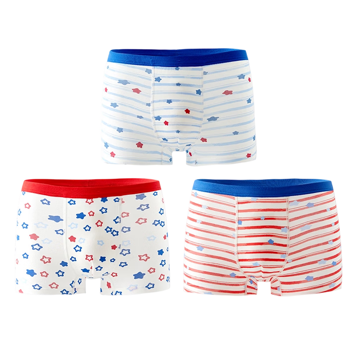 Gb Kids Boys' 10A Antibacterial Breathable Cotton Boxer Briefs Baby Underwear 3-Pack Starry Fun 120