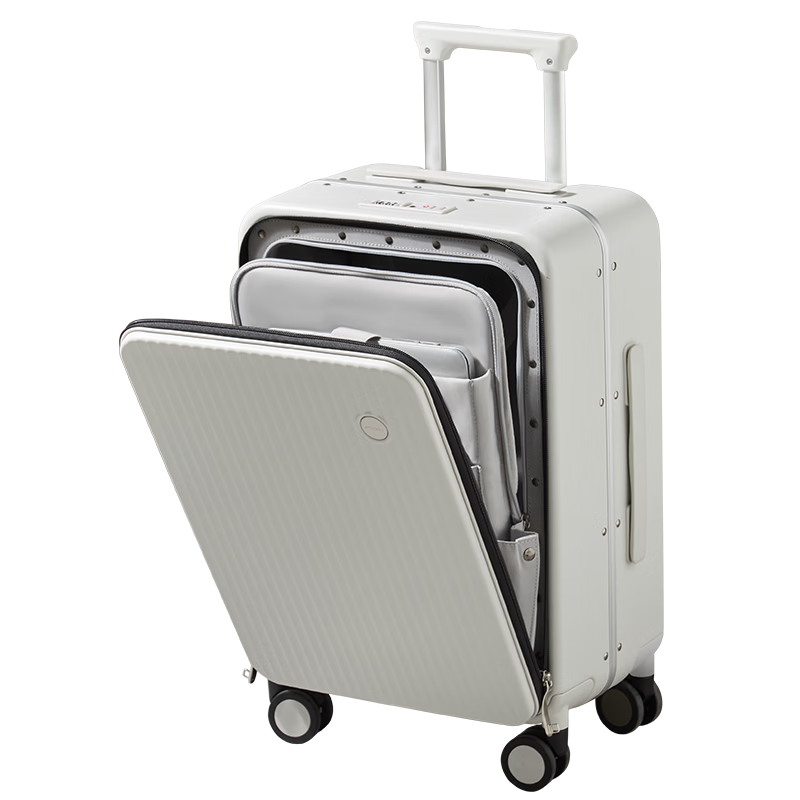 Mixi Front-Opening Aluminum Frame Suitcase, Trolley Case with Password Lock, Large Capacity Luggage for Travel, Carry-On Suitcase for Me