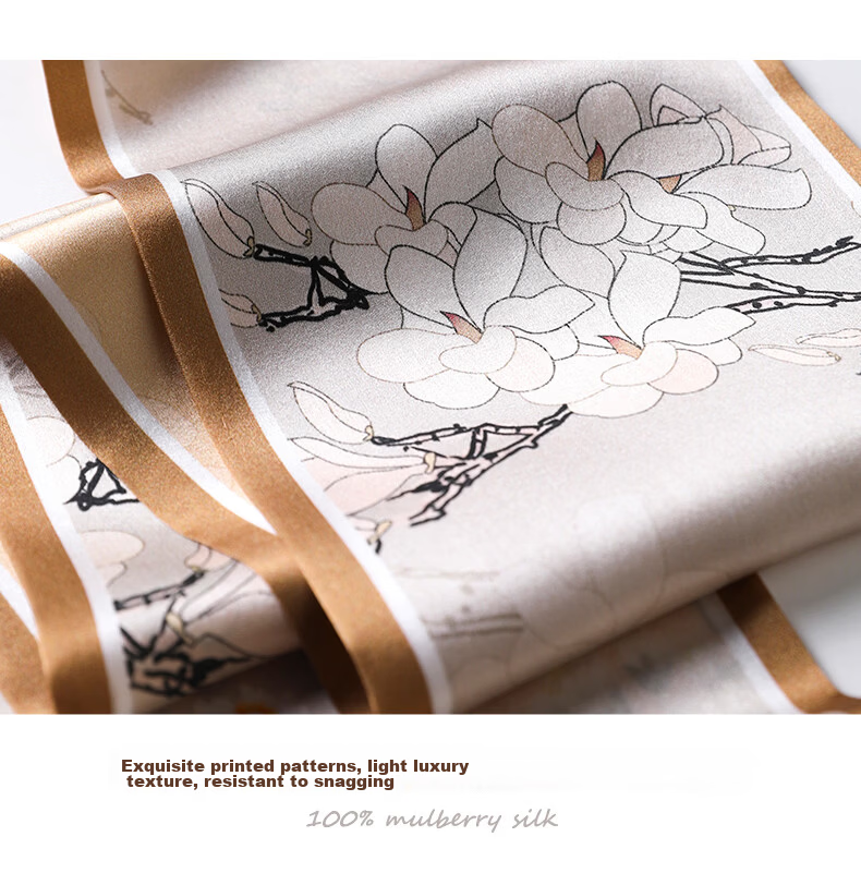Hangsilu Silk Scarf for Women, Narrow Shawl, Mulberry Silk, Chinese Style, Birthday Gift, Holiday Present for Mom, Best Friend, Elders 12