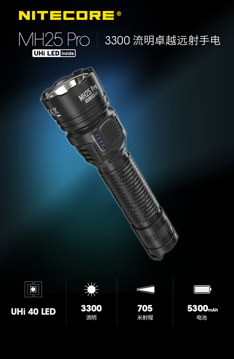 NITECORE MH25 Pro High-Intensity Flashlight 3300 Lumens Long Battery Life Rechargeable Tactical Outdoor Portable Torch 1