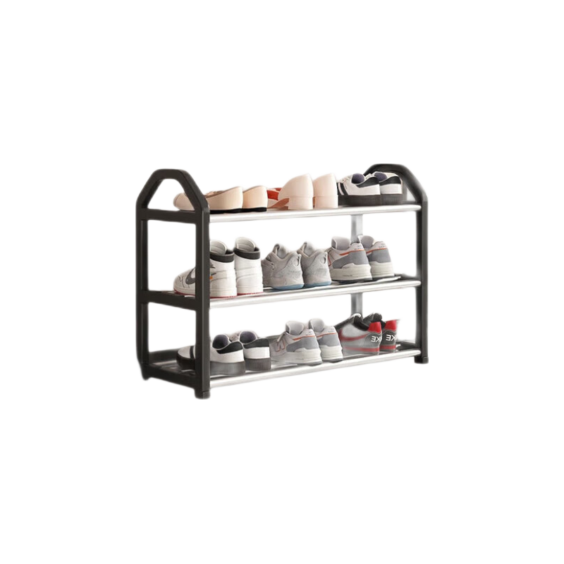 Qianxihuafu Simple Multi-Layer Shoe Rack, Small Household Indoor Entryway Storage Shelf for Dormitory And Rental Apartments, Black, 3 Tiers, 56cm