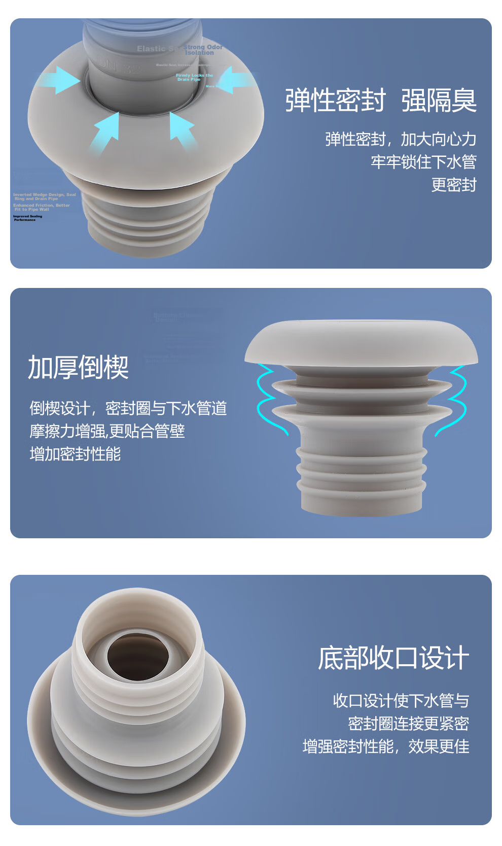 CVBAB Silicone Drain Seal Ring Sink Bathroom Cabinet Basin Drain Anti-Odor Seal Plug Anti-Backflow Cover Plug 5