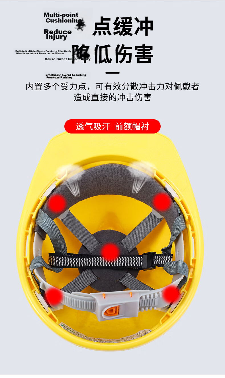 Zhuante Safety Helmet Construction Site Work Helmet National Standard Thickened Lining Safety Production Workshop Engineering Hat V-Type National Standard Thickened Breathable Yellow (Jingcang Deliver 12