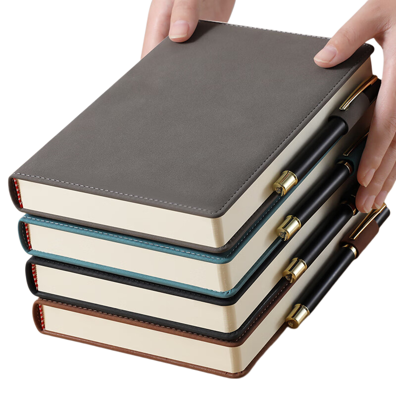 Faramon Notebook A5 Thick Journal Business Lambskin Cover Vintage Notebook Work Diary Meeting Minutes Book Office Stationery Customizable Gray
