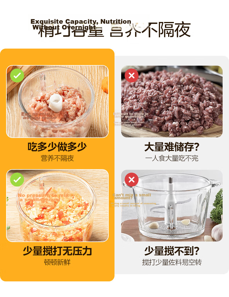 Midea Small Baby Household Food Processor Multifunctional Puree Blender Baby Food Maker Meat Grinder Seasoning Grinder Garlic Crusher Outdoor Portable Wireless Long Battery Life 403J3 4