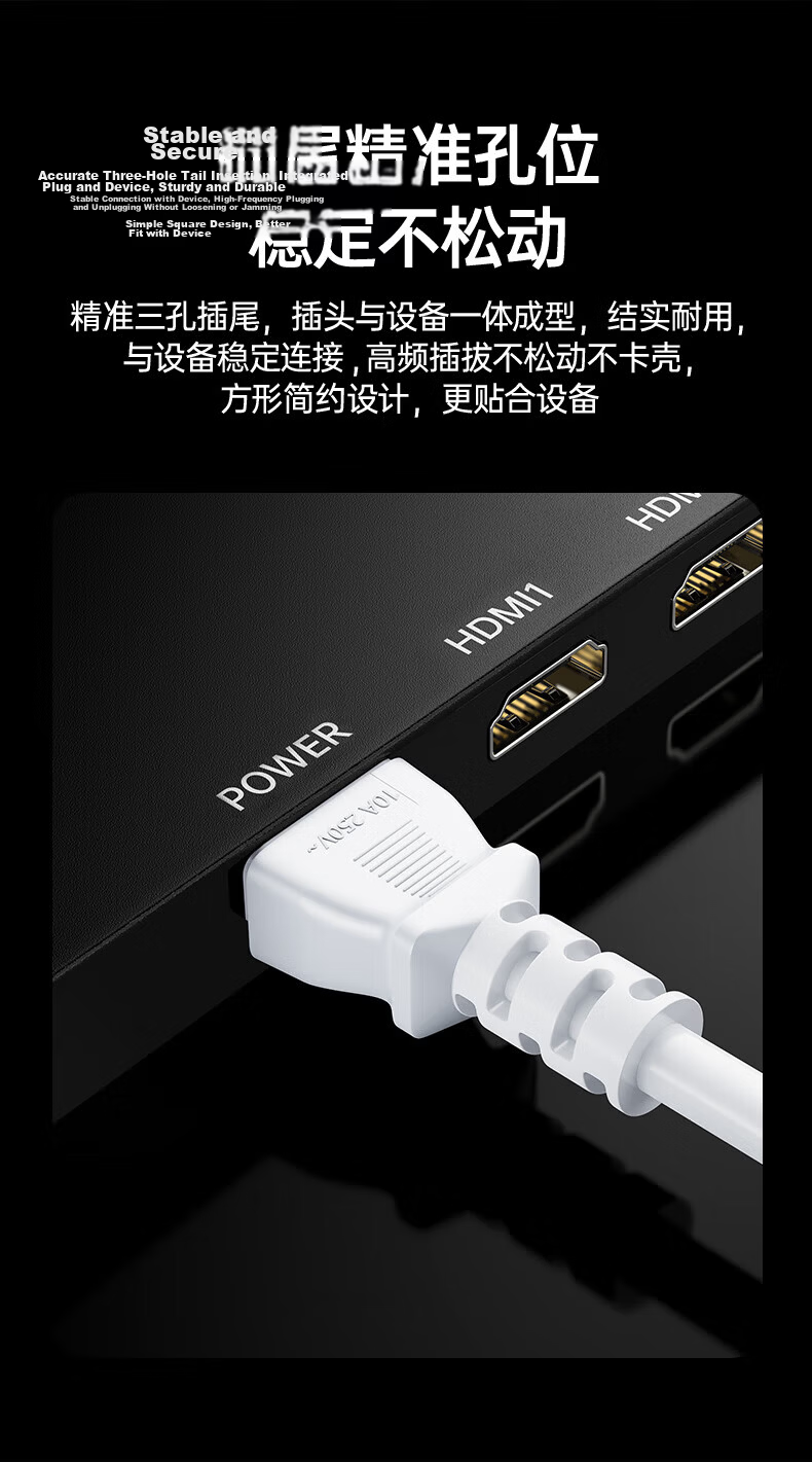 BIAZE 1-Meter Three-Prong Extension Cord with Plug, Three-Wire Power Strip for Home Use, Self-Wiring Three-Outlet Power Cable, 10A 12