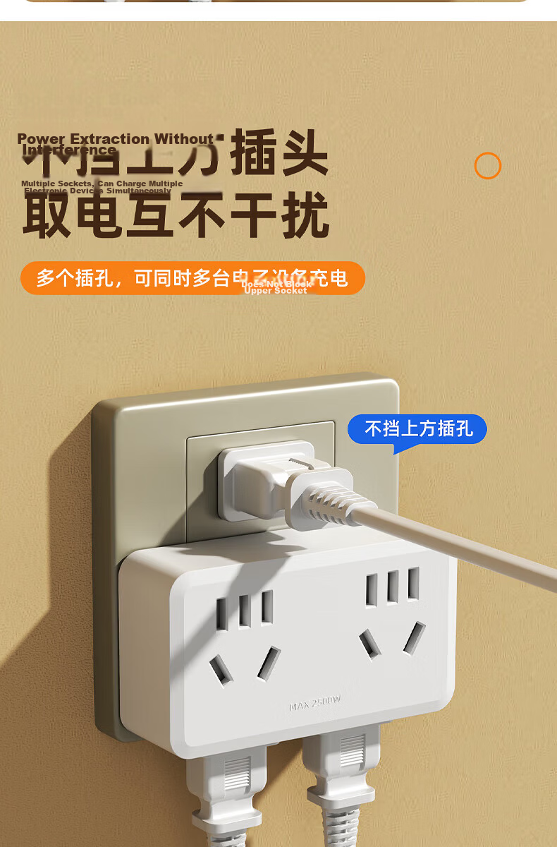 Cici Model 86 Wall Adapter Plug/Socket/Power Converter/Wireless Adapter/One-to-Multiple Plug/One-to-Four Socket for Home Bedroom Kitchen CC-H25 4