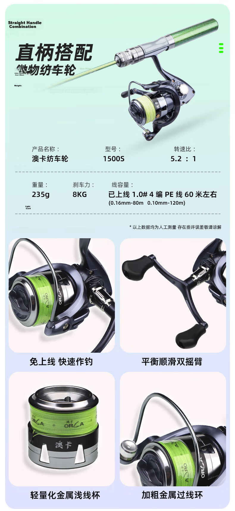 FishingFans Quick Shark Ma Kou Micro Lure Rod UL Solid Tip Stream Casting Beginner Rod 1.5m Straight Handle Spinning Reel Combo 10