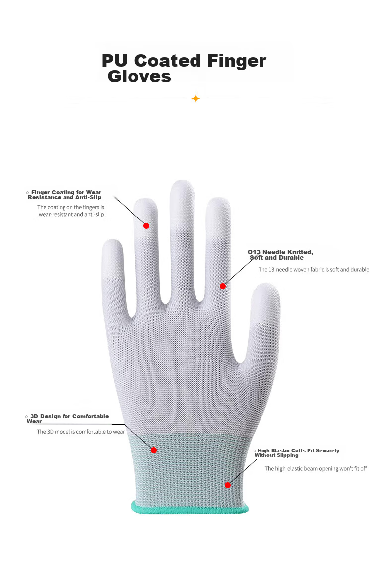 AMS PU Nylon Coated Palm Gloves, Lightweight Summer Work Gloves, White, Wear-Resistant, Anti-Slip, Breathable, Unisex, Medium Size, 12 Pairs 4