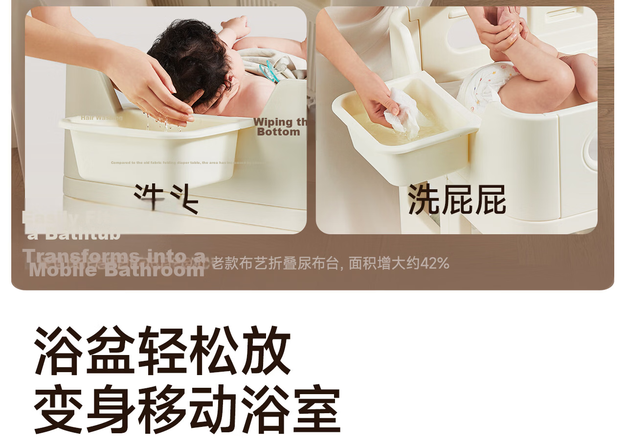 Manlong Multifunctional Diaper Changing Table Baby Care Station Baby Bathing and Nursing Home Storage Crib Touching Table 14