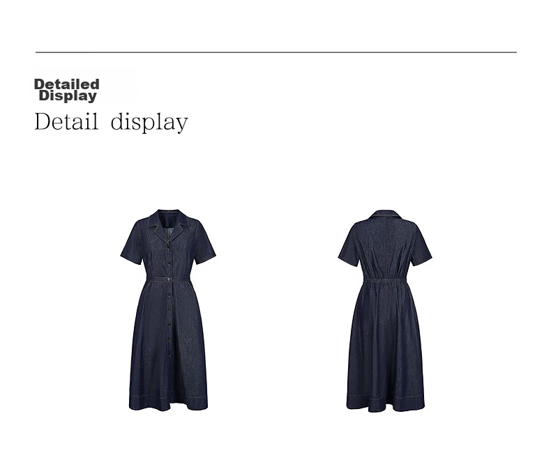 JUZII ANNAKOU Sea Salt Summer Elegant Commuter Slim Lightweight Denim Dress Summer Dark Blue XS 13