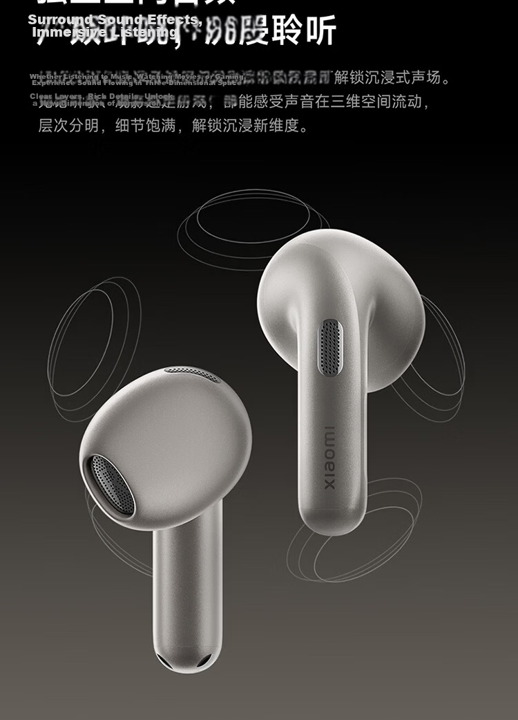 MI Xiaomi Buds 6 Semi-In-Ear Bluetooth Earphones Comfortable Fit Compatible with Android and Apple Phones Titanium Gold 9