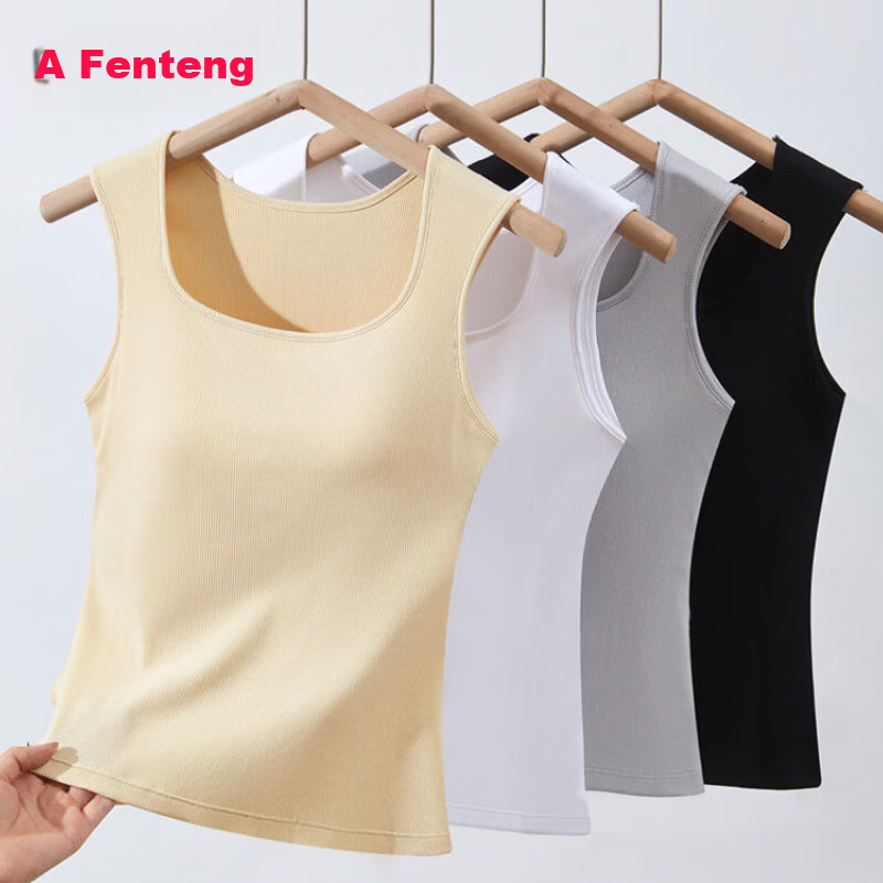 Fenteng Xinjiang Cotton Padded Vest for Women Four-Season Wide Shoulder Sleeveless Top 362 White M