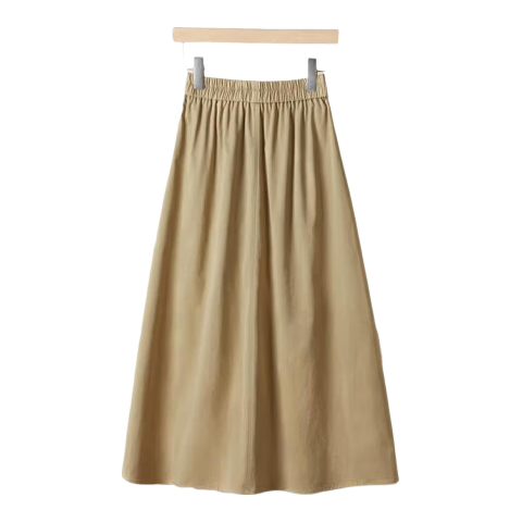 Ta Chi Loose Fit Skirt 2026 Spring New Women's Fashion Elastic Waist Large Pocket Mid-Length Skirt