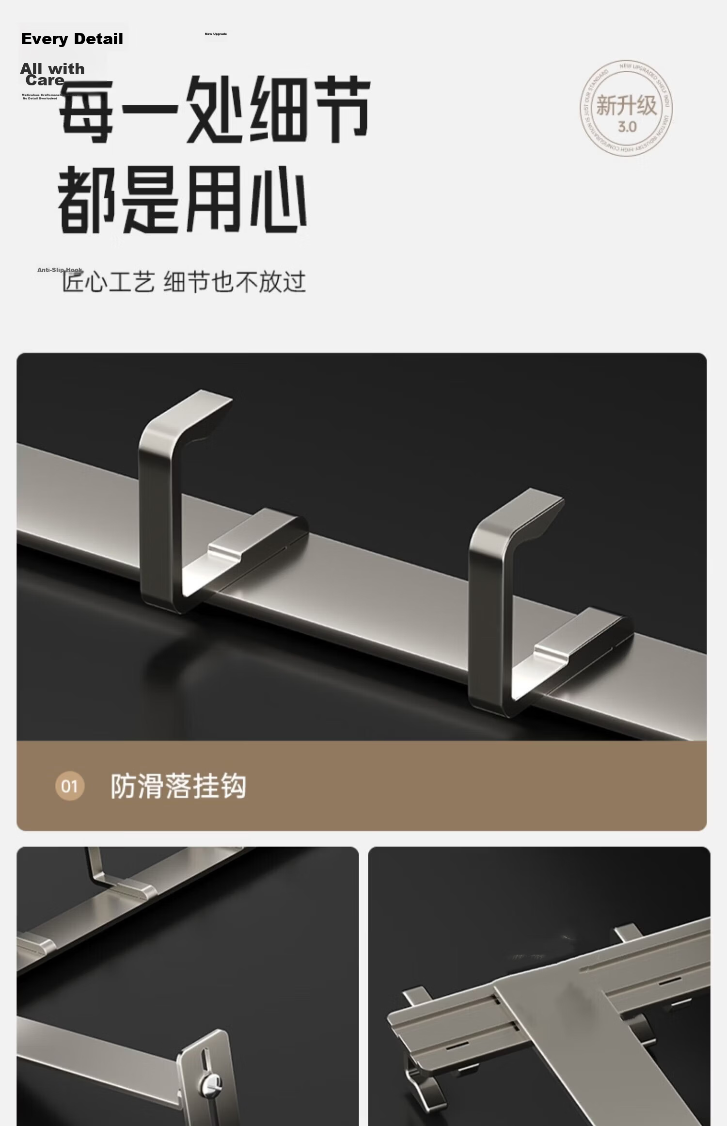 Xinpai Vintage Style Door Hanging Hook Silent No-Drill Bathroom Storage Rack Bedroom Over Door Clothes Hanger Adhesive Hook 15