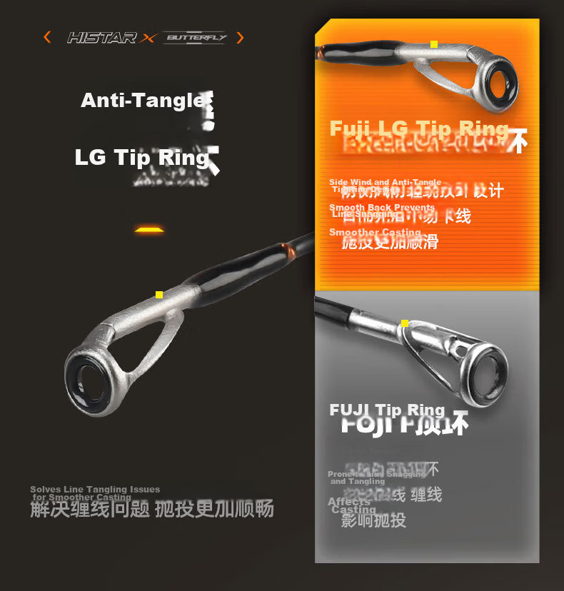 HISTAR Butterfly Micro Fuji Rod 1.68m UL Water Drop Left-Handed Korean Guide + Gift Pack 6