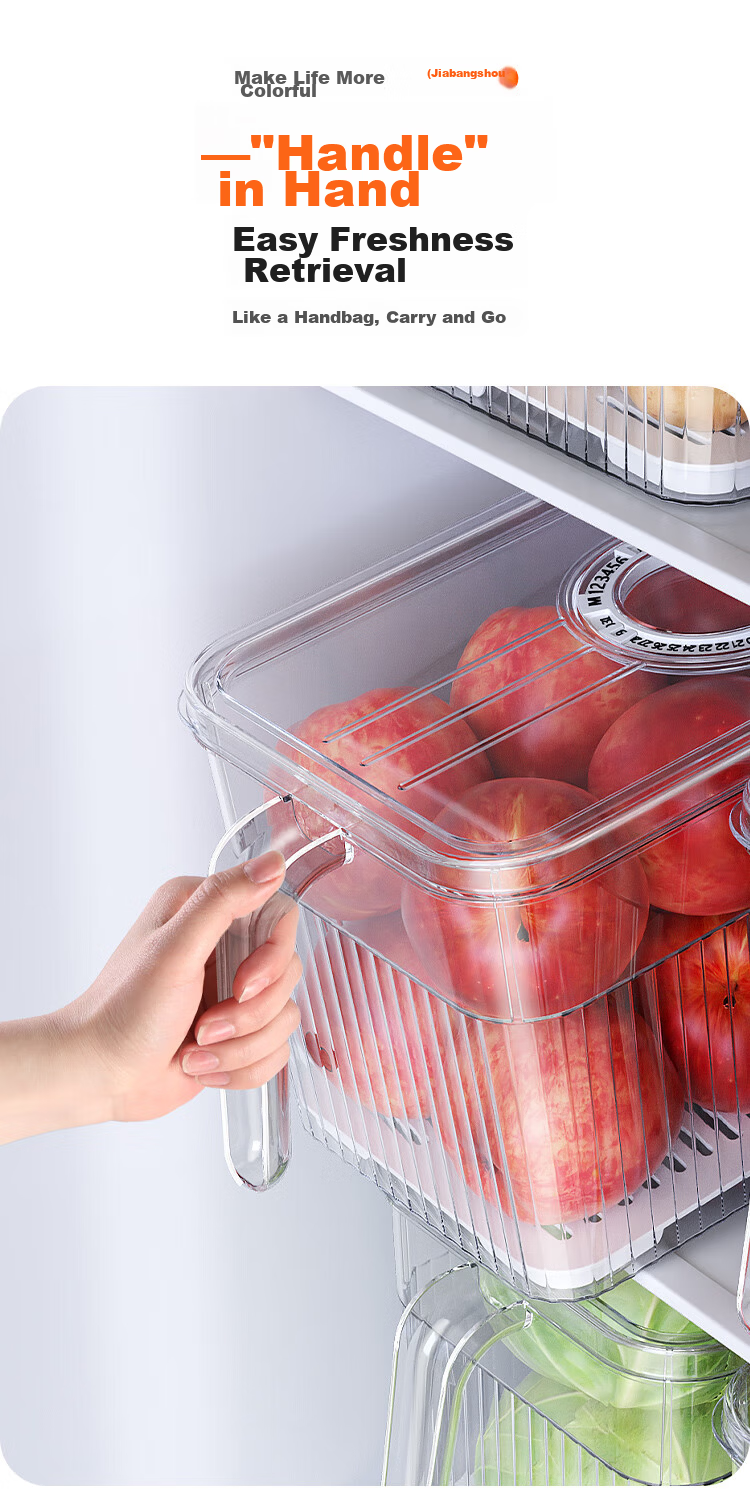 Jiabangshu Food-Grade Transparent Refrigerator Storage Box for Eggs and Vegetables, Sealed Kitchen Freezer Storage Container 9