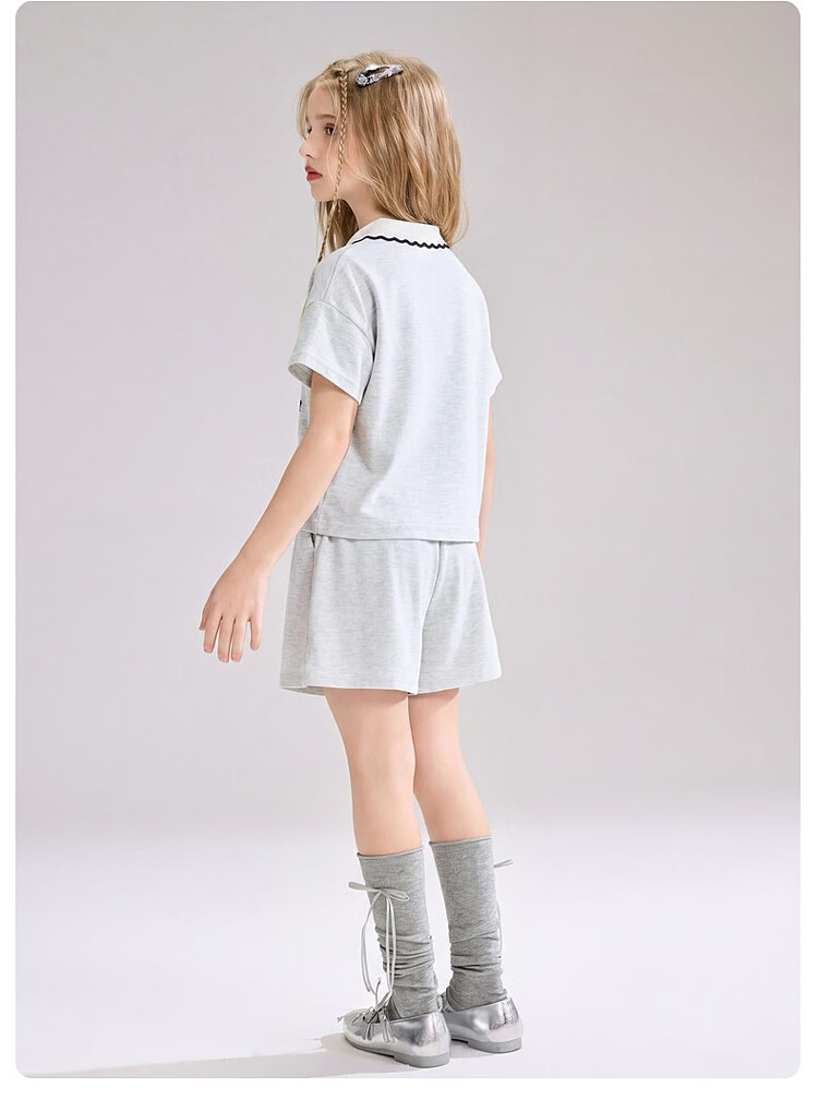 ASK JUNIOR Kids Summer Textured Sleeveless Vest Top and Girls Wide-Leg Shorts Two-Piece Set 26