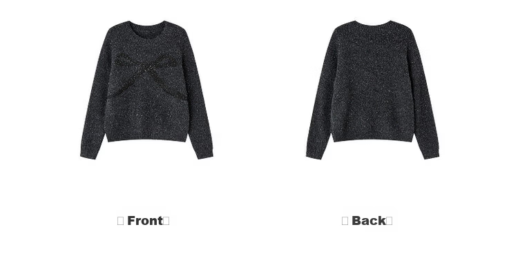 MT Wish Gift Autumn Sweet Style Bowknot Sequin Soft Loose Knit Sweater Women Top 13