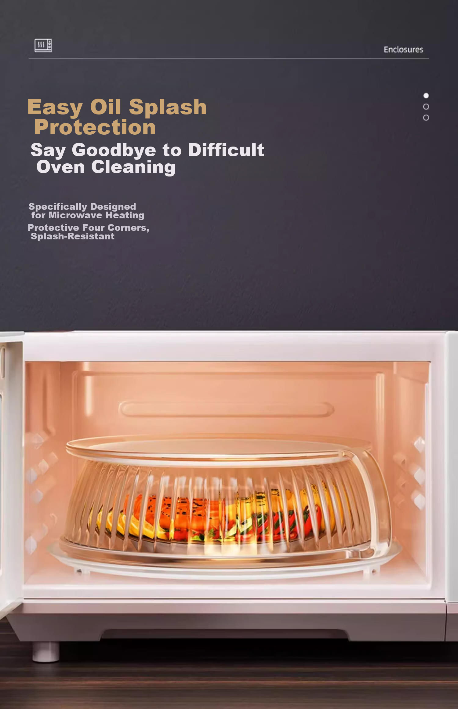 JiaDu Microwave Splash-Proof Cover High-Temperature Resistant Plastic Bowl Lid Household Oil-Proof Microwave Heating Cover Special Heat Dish Cover 5