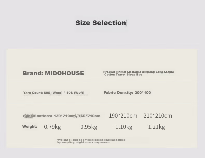 MIDO HOUSE Mingdu 60-Count Pure Cotton Hotel Sleeping Bag Liner, Portable Travel Bedding Cover, Peach Pink, 190*210 31